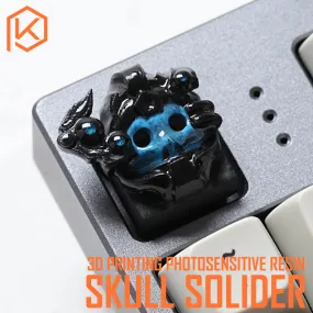 Novelty Shine Through Keycaps 3d printed print printing skull soldier custom mechanical keyboards light Cherry MX compatible Clear white DIY