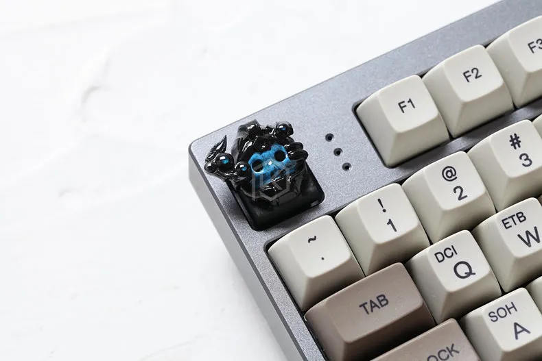 Novelty Shine Through Keycaps 3d printed print printing skull soldier custom mechanical keyboards light Cherry MX compatible Clear white DIY