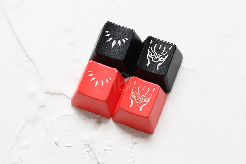 Novelty Shine Through Keycaps ABS Etched, Shine-Through black panther black red custom mechanical keyboards