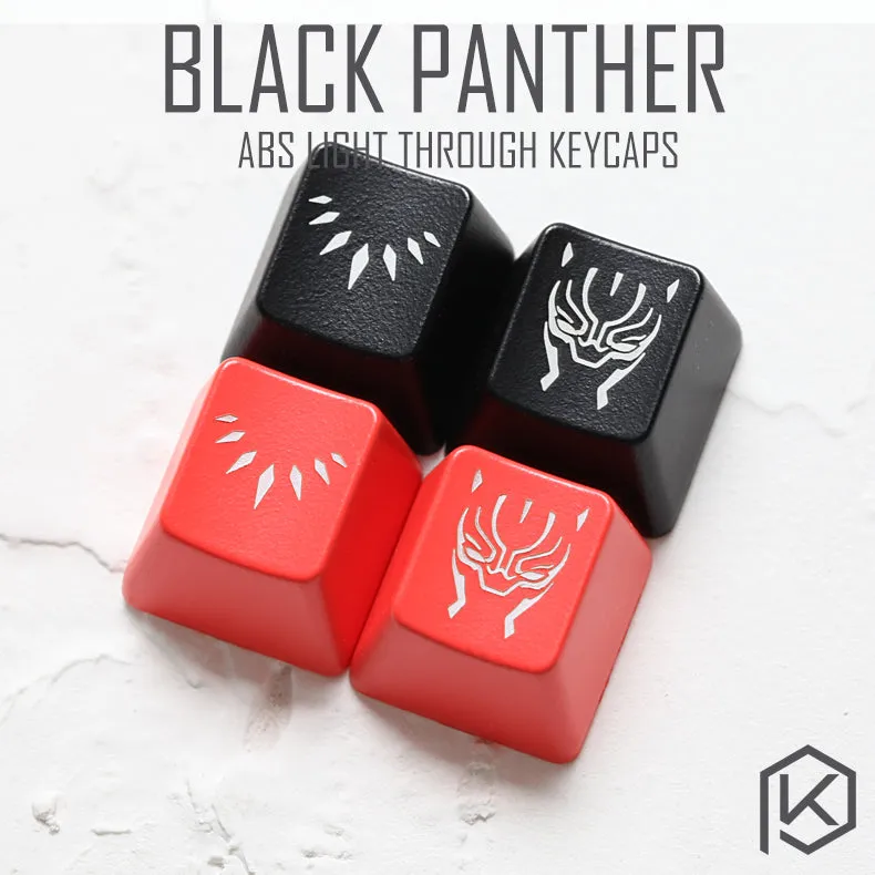 Novelty Shine Through Keycaps ABS Etched, Shine-Through black panther black red custom mechanical keyboards