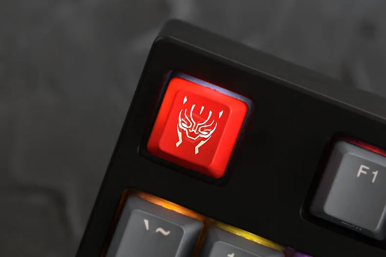 Novelty Shine Through Keycaps ABS Etched, Shine-Through black panther black red custom mechanical keyboards