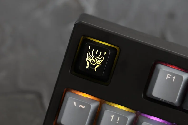 Novelty Shine Through Keycaps ABS Etched, Shine-Through black panther black red custom mechanical keyboards