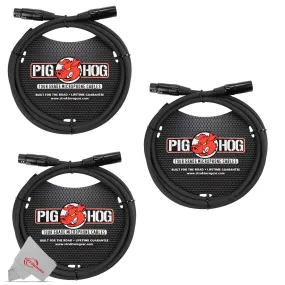 Pig Hog 8mm XLR Microphone Cable Male to Female 6 Ft Fully Balanced Premium Mic Cable  - 3 Units