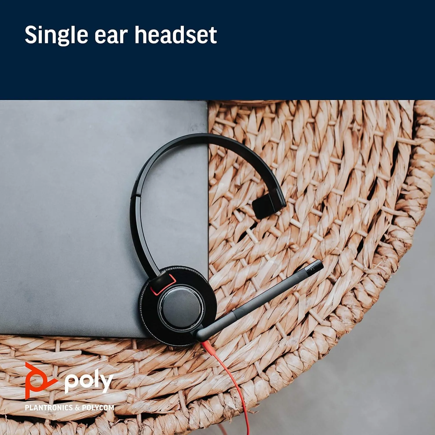 Plantronics - Blackwire C5210 - Wired, Single Ear (Monaural) Headset with Boom Mic - Computer Headset - USB-A, 3.5 mm to connect to your PC, Mac, Tablet, or Cell Phone