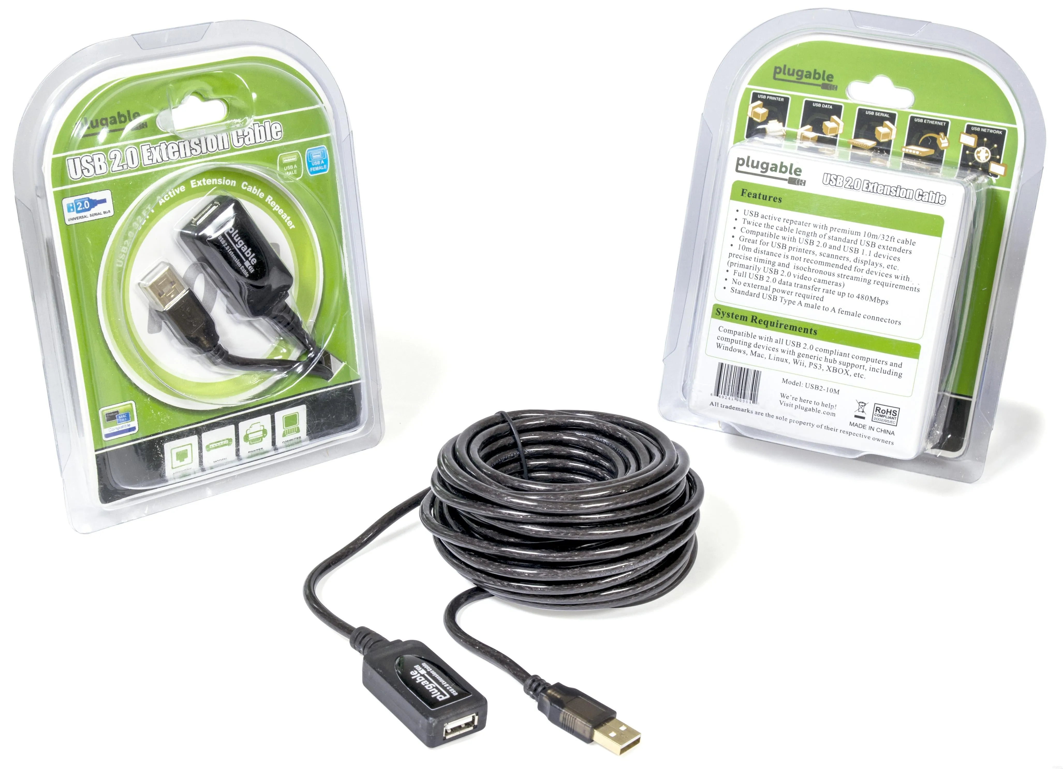 Plugable USB 2.0 Active Extension Cable (10m/32′)