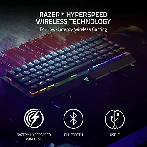 Razer BlackWidow V3 Mini HyperSpeed 65% Wireless Mechanical Gaming Keyboard: Yellow Mechanical Switches - Linear & Silent, 2.4 GHz, Bluetooth, Gaming Keyboards for Windows and Mac Computers (Renewed)