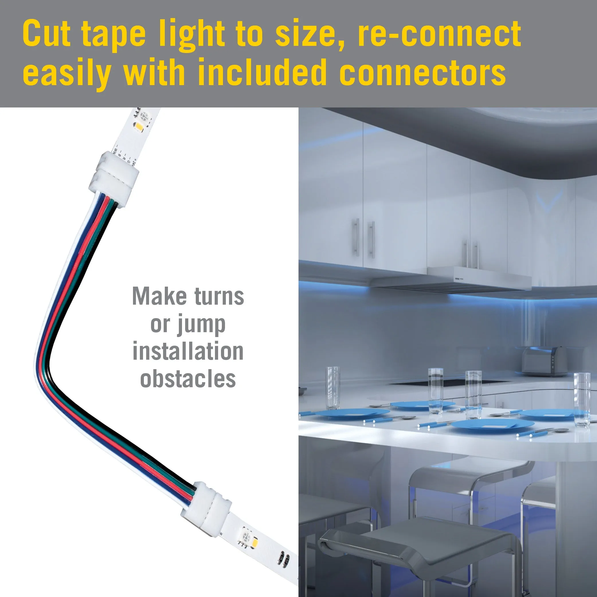 RibbonFlex Home 24V RGB W Hardwire LED Strip Light Kit
