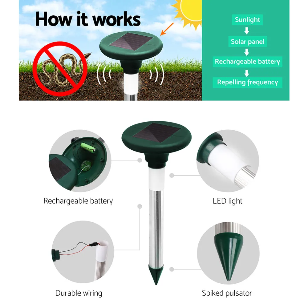 Set of 12 Snake Repeller Solar LED Pulse Plus Ultrasonic Pest Rodent Repellent