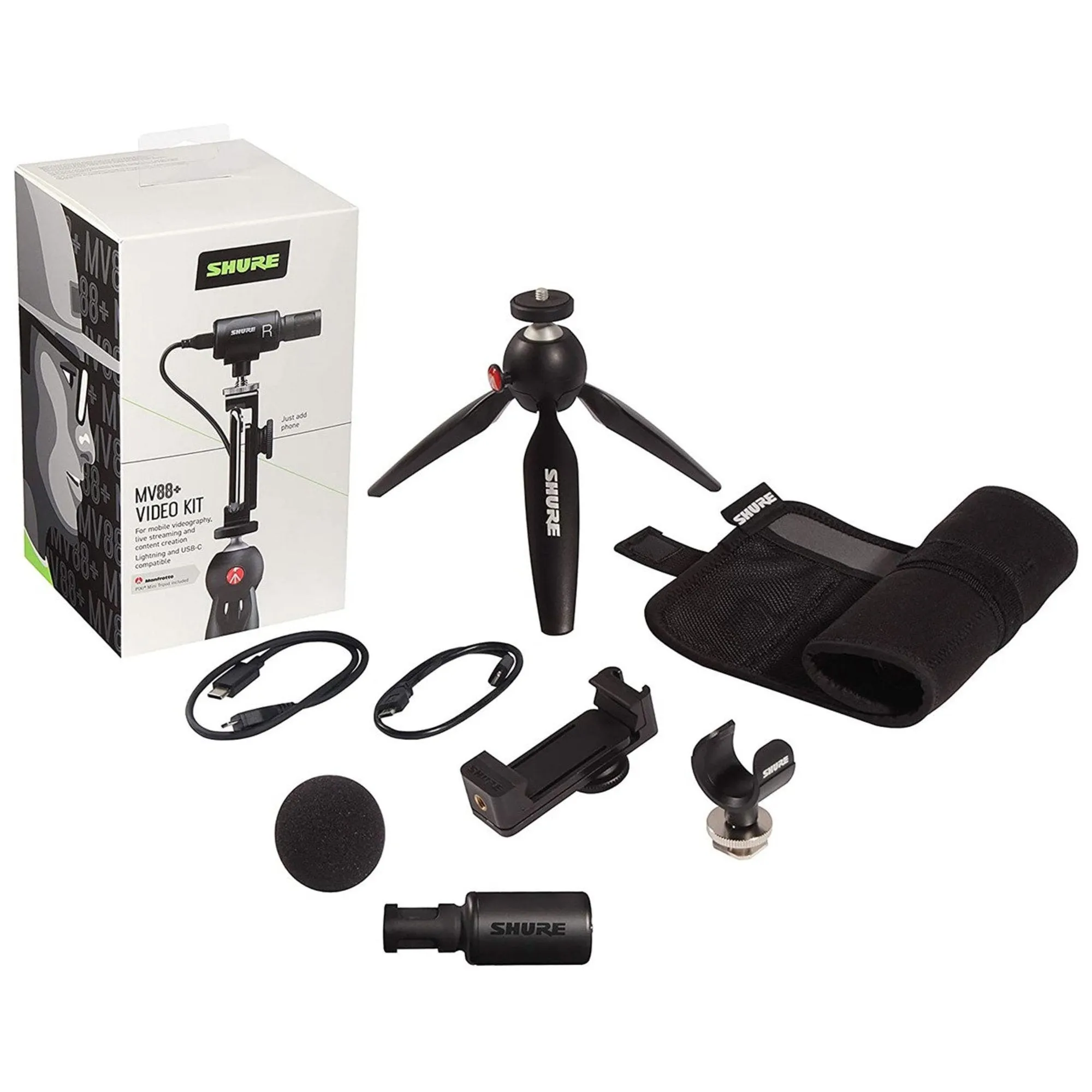 Shure Vocal Condenser Microphone, Black (MV88 DIG-VIDKIT)