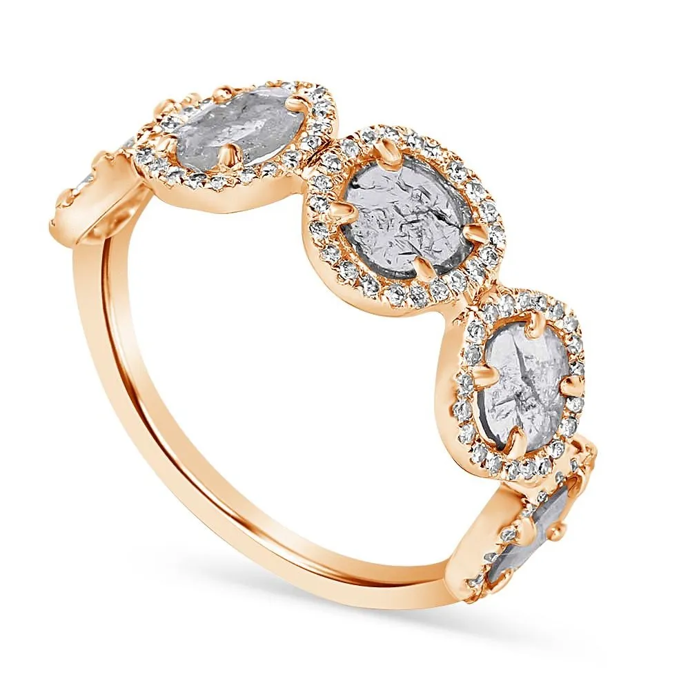 SLICED 5 DIAMOND RING WITH PAVÉ SURROUND