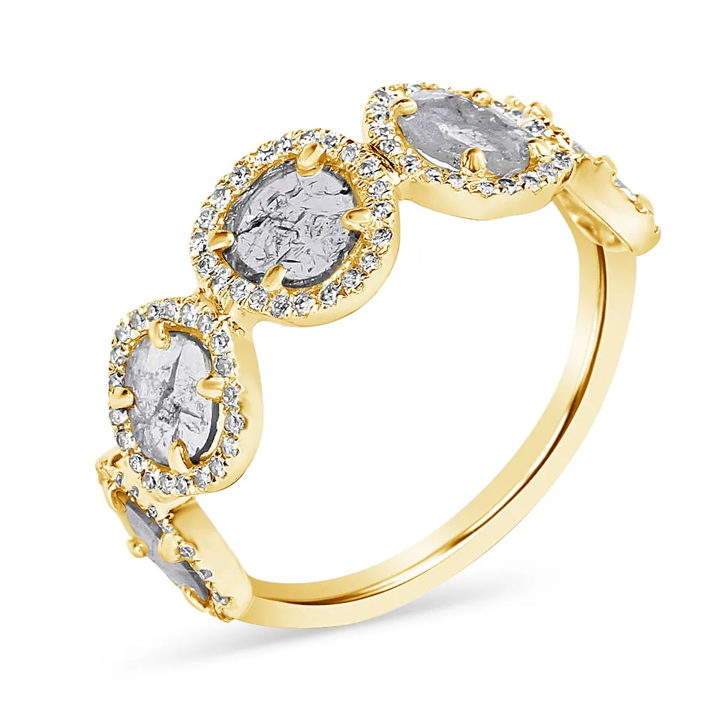 SLICED 5 DIAMOND RING WITH PAVÉ SURROUND