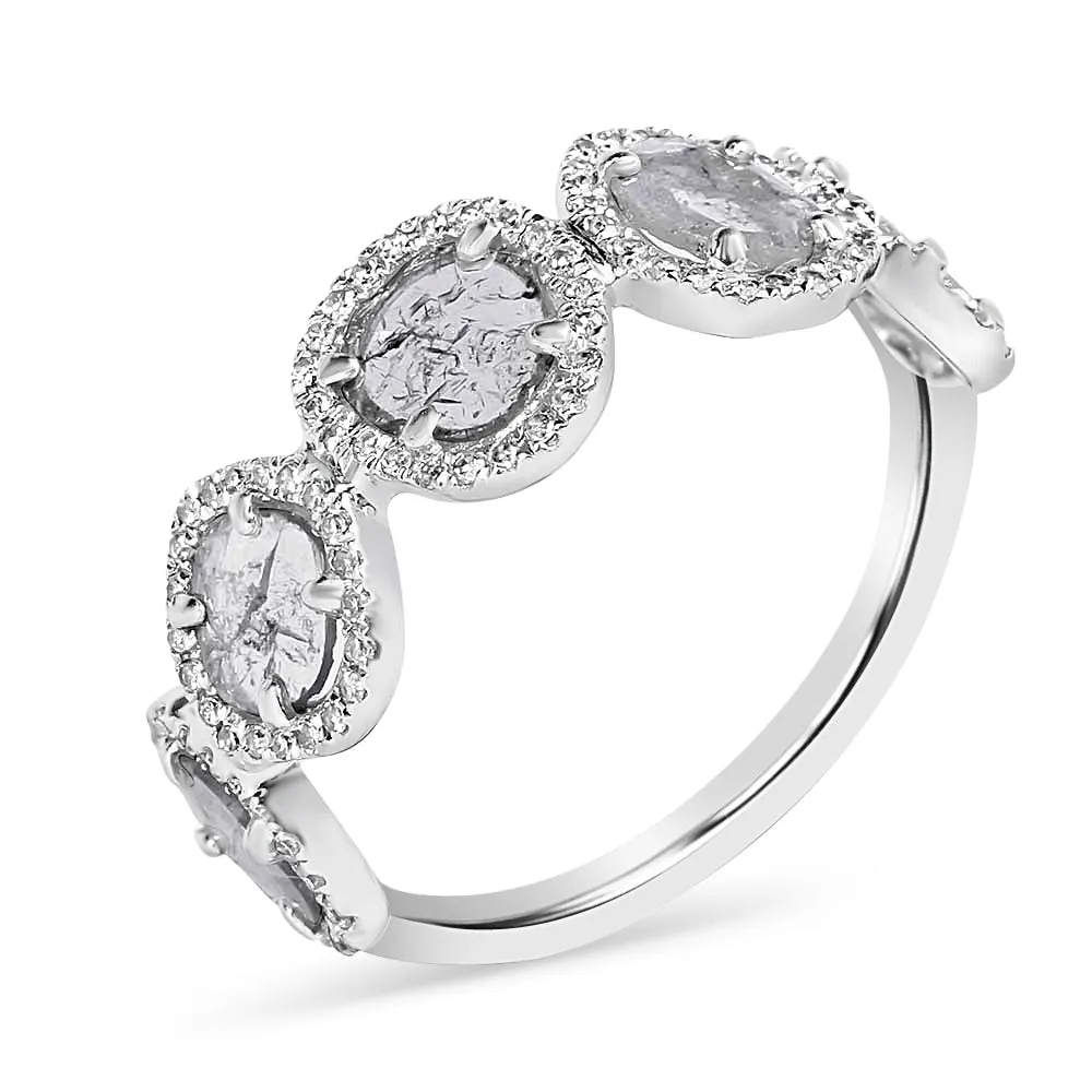 SLICED 5 DIAMOND RING WITH PAVÉ SURROUND