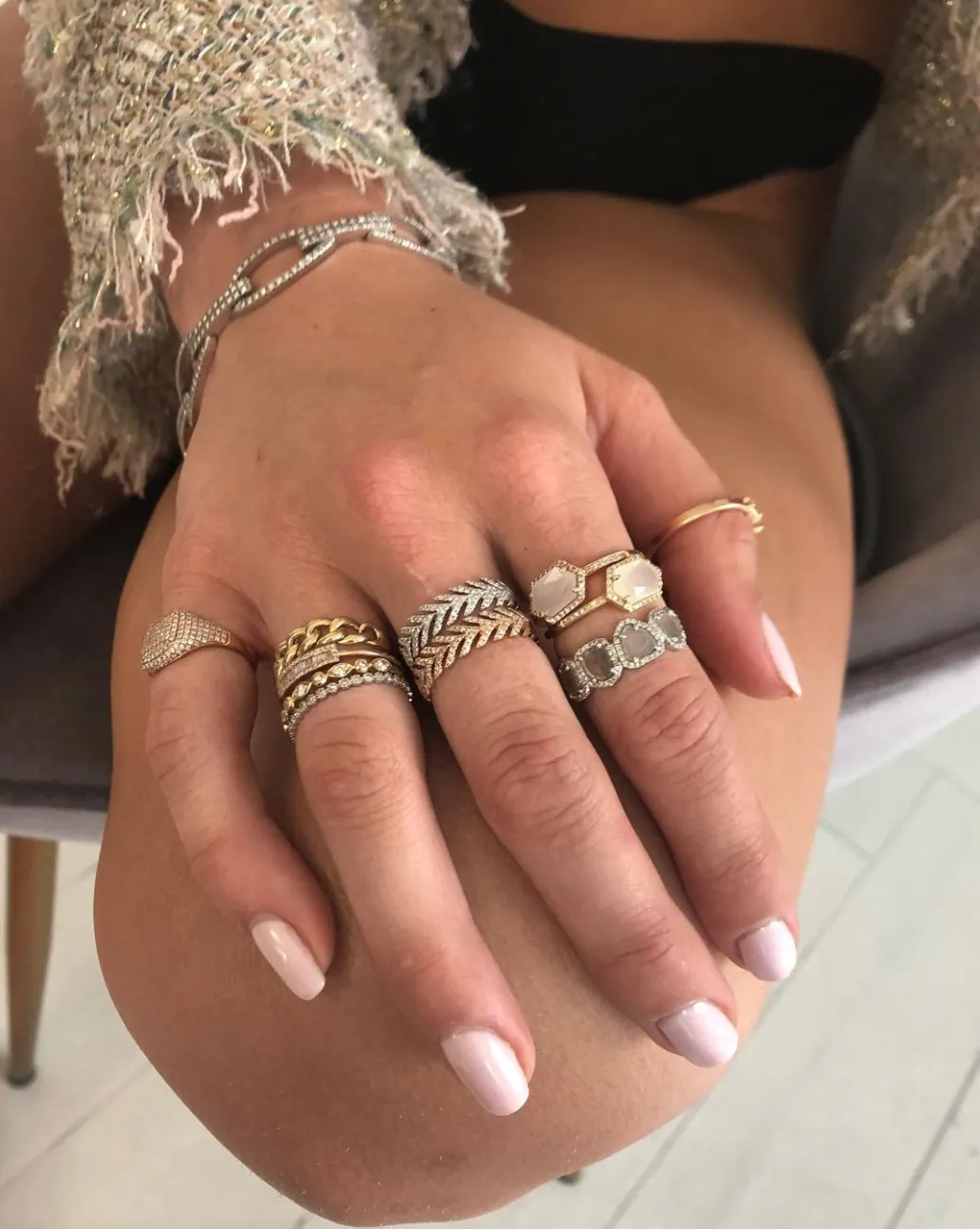 SLICED 5 DIAMOND RING WITH PAVÉ SURROUND