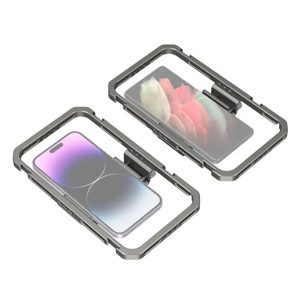 SmallRig Universal Mobile Phone Cage for iPhone & Other Smartphones (57-90mm Wide) with 1/4"-20 Threaded Holes & Cold Shoe Mounts for Handle Grips, Tripods, Microphones, Fill Lights,  Accessory Attachments & Vlogging Equipment | 2791B