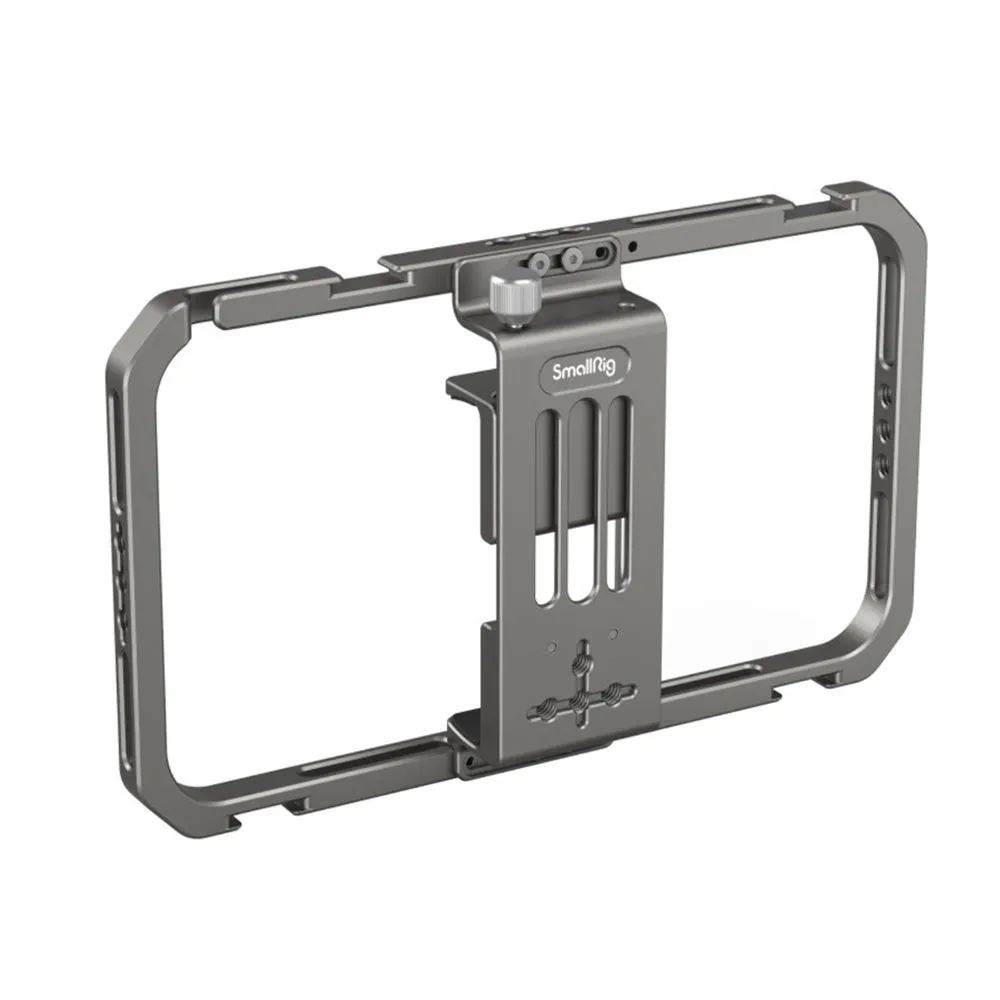 SmallRig Universal Mobile Phone Cage for iPhone & Other Smartphones (57-90mm Wide) with 1/4"-20 Threaded Holes & Cold Shoe Mounts for Handle Grips, Tripods, Microphones, Fill Lights,  Accessory Attachments & Vlogging Equipment | 2791B