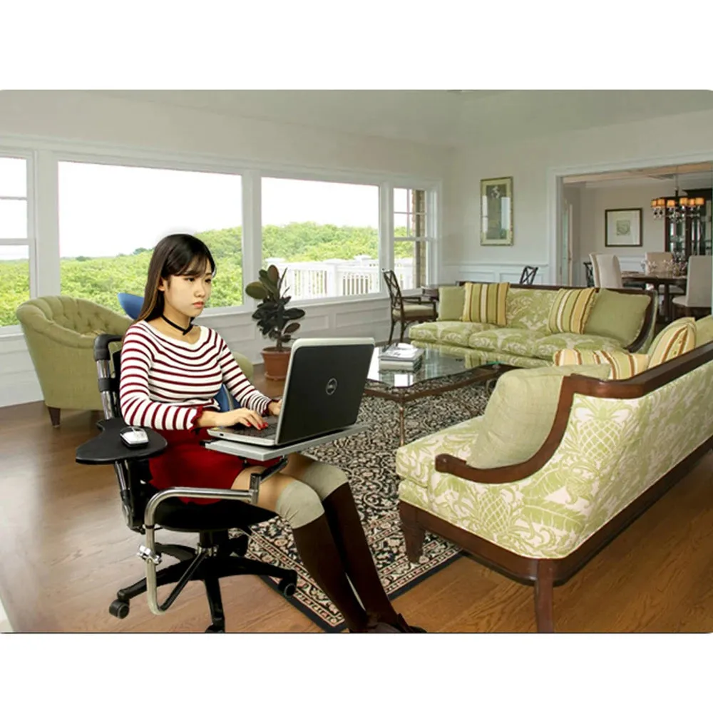 Stainless Steel Clamp Laptop Stand with Keyboard Support and Mouse Table