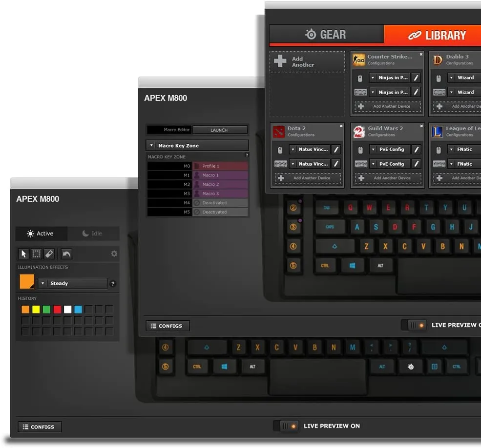 SteelSeries Keyboard Apex M800 RGB Mechanical Gaming Keyboard - RGB LED Backlit - Linear & Quiet Switch