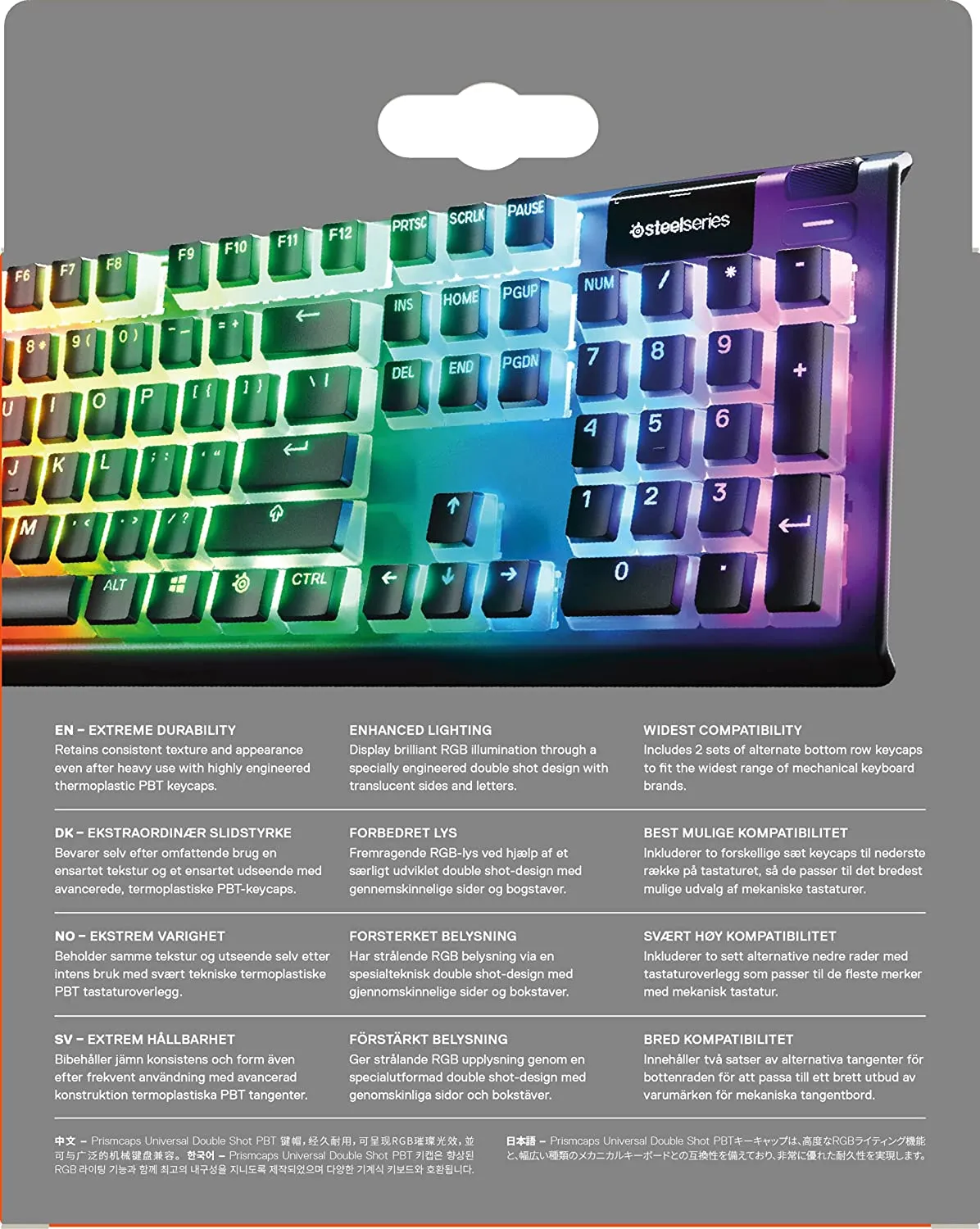 SteelSeries Keyboard PRISMCAPS - Double Shot Pudding-Style Keycaps - Durable PBT Thermoplastic - Compatible with a Wide Range of Mechanical Keyboards - Black