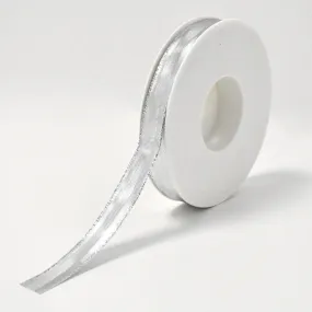 Sunbury Gloss Wired Silver Ribbon (15mm x 25m)