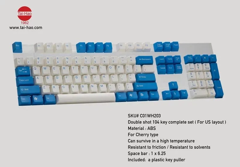 Tai-Hao White & Sky Blue ABS Keycap Set