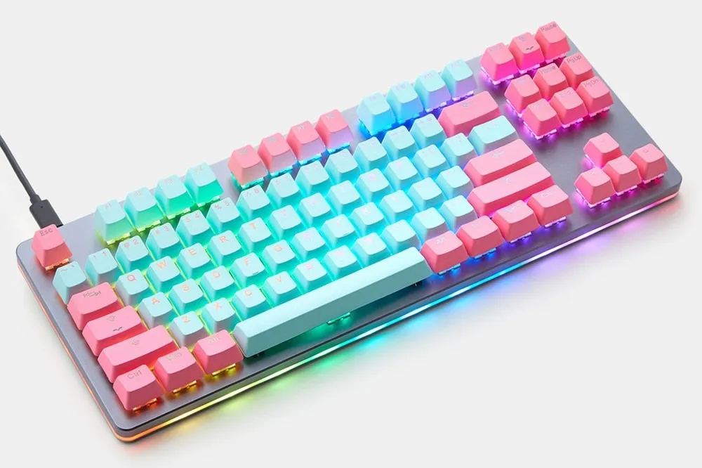 taihao pbt double shot  Backlit oem profile keycaps Miami Cyan Magenta