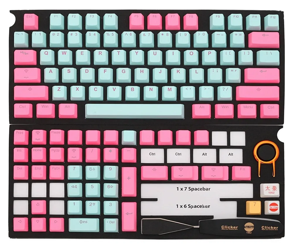 taihao pbt double shot  Backlit oem profile keycaps Miami Cyan Magenta