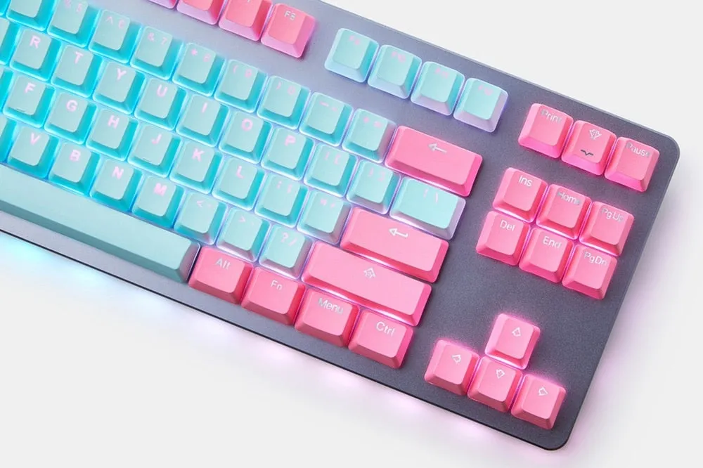 taihao pbt double shot  Backlit oem profile keycaps Miami Cyan Magenta