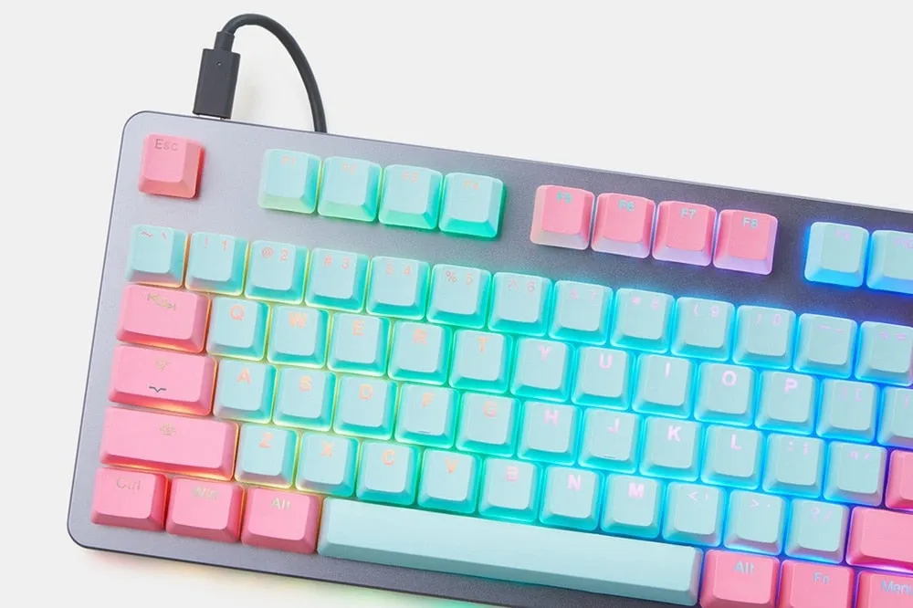 taihao pbt double shot  Backlit oem profile keycaps Miami Cyan Magenta