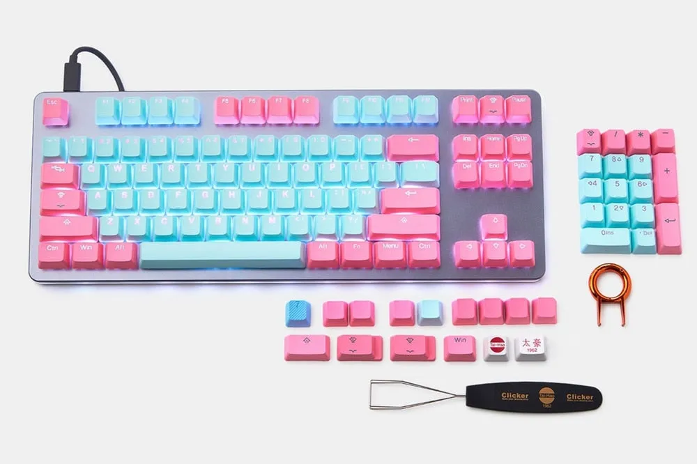 taihao pbt double shot  Backlit oem profile keycaps Miami Cyan Magenta