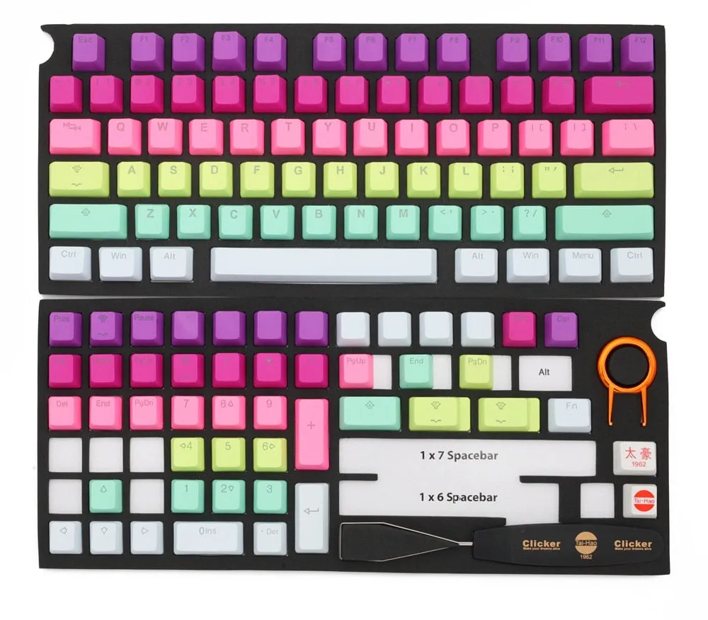 taihao pbt double shot keycaps Backlit Caps oem profile Rainbow Sherbet color