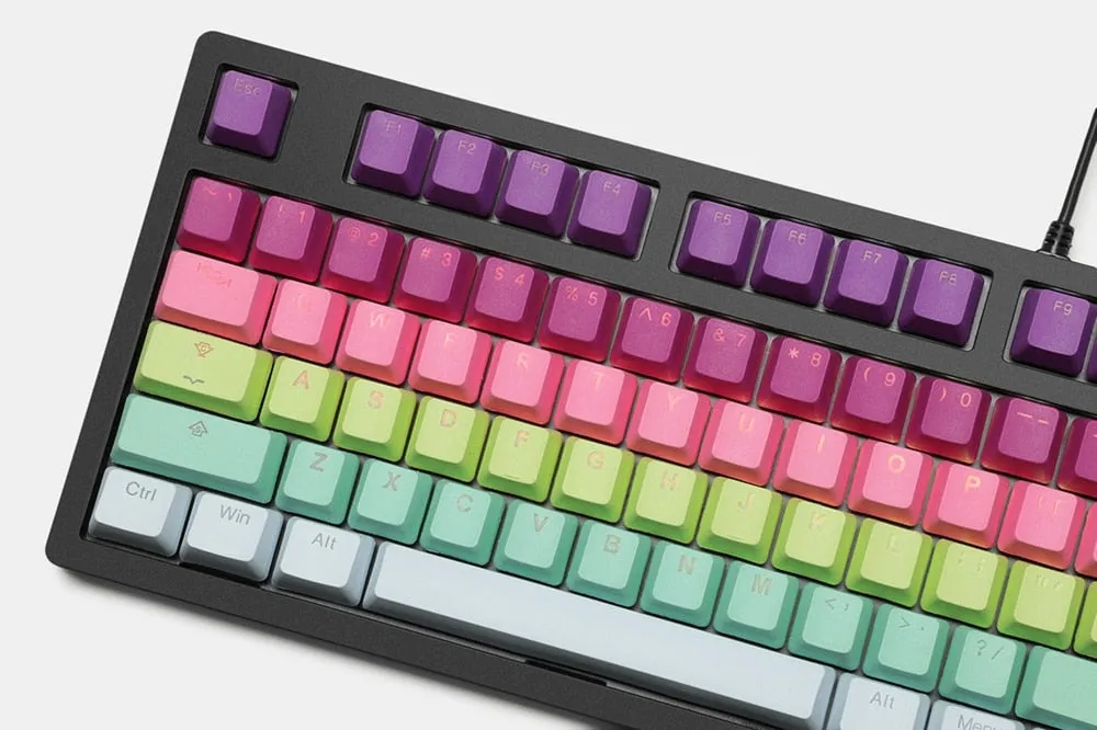taihao pbt double shot keycaps Backlit Caps oem profile Rainbow Sherbet color