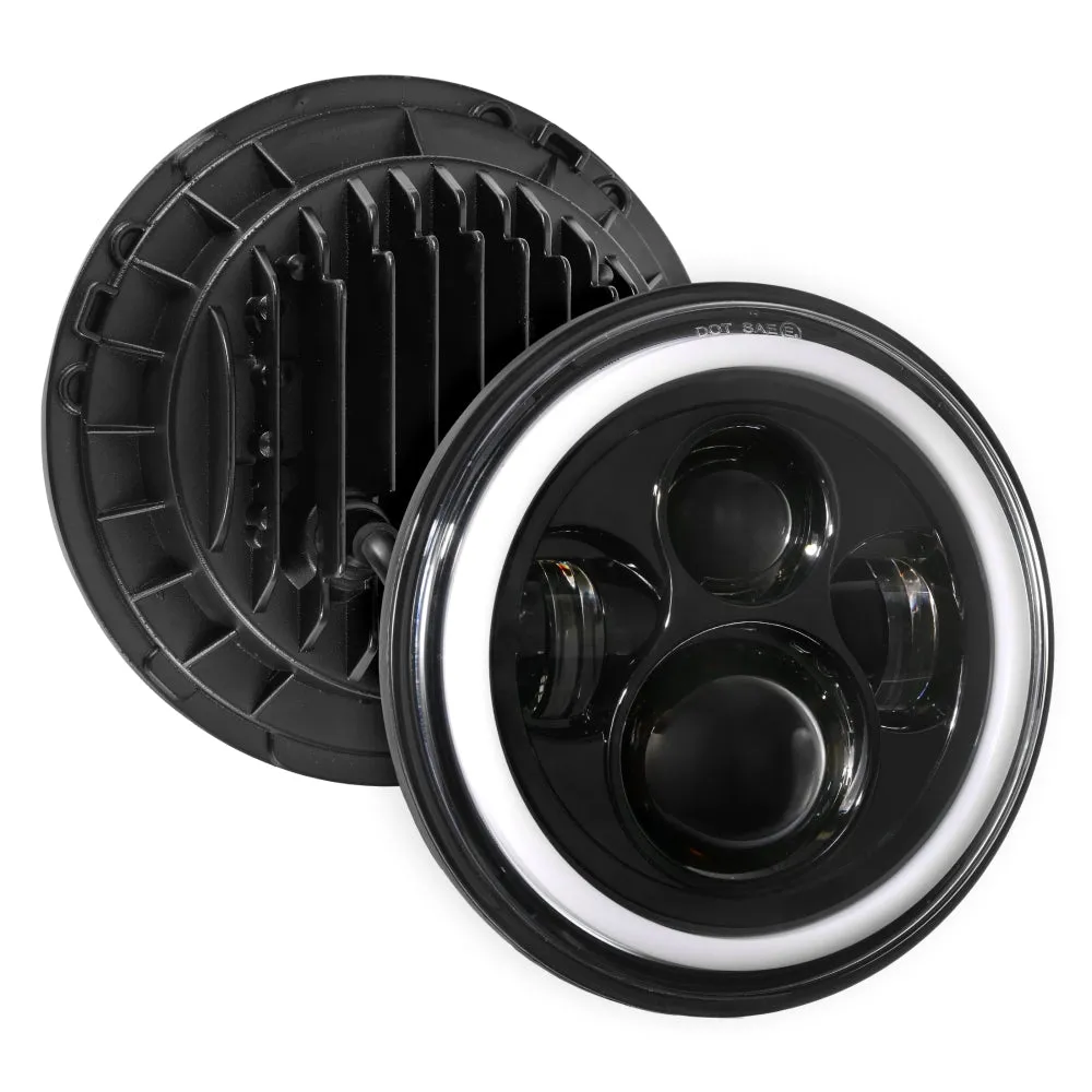 Upgraded 7 Inch Round LED Headlight with RGB Halo Ring for Jeep Wrangler JK TJ LJ