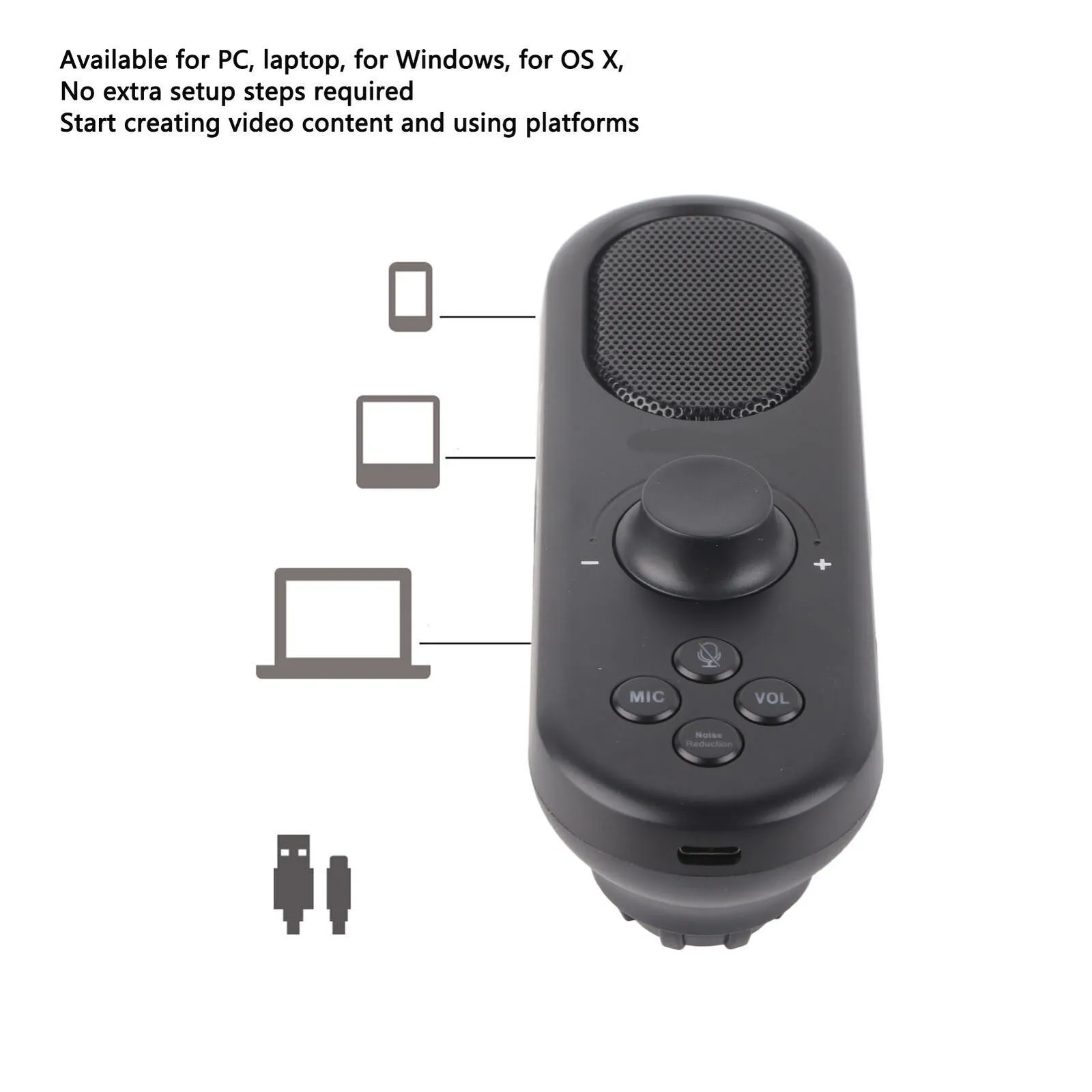 Usb Plug And Play Gaming Condenser Microphone Mc-Pw7