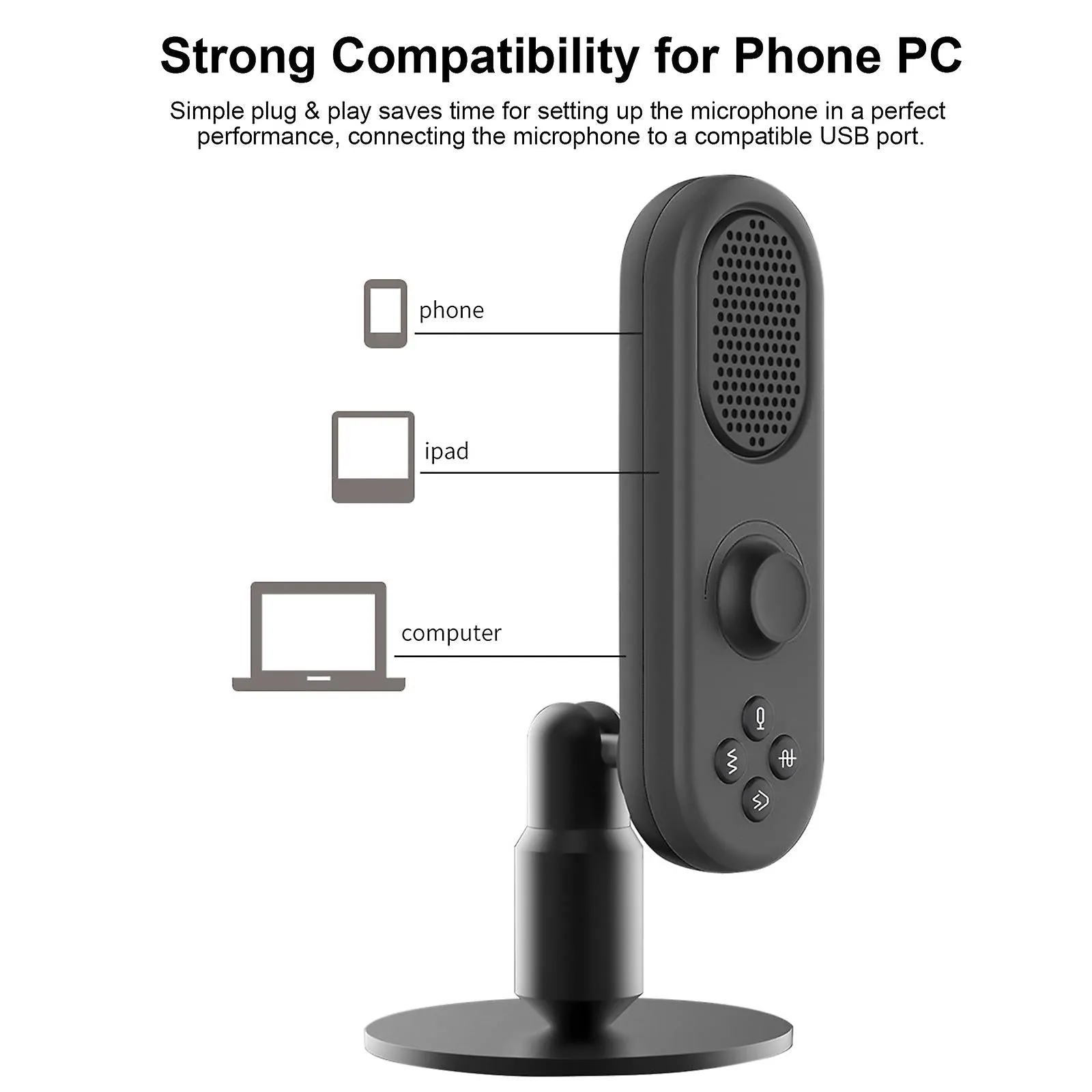 Usb Plug And Play Gaming Condenser Microphone Mc-Pw7