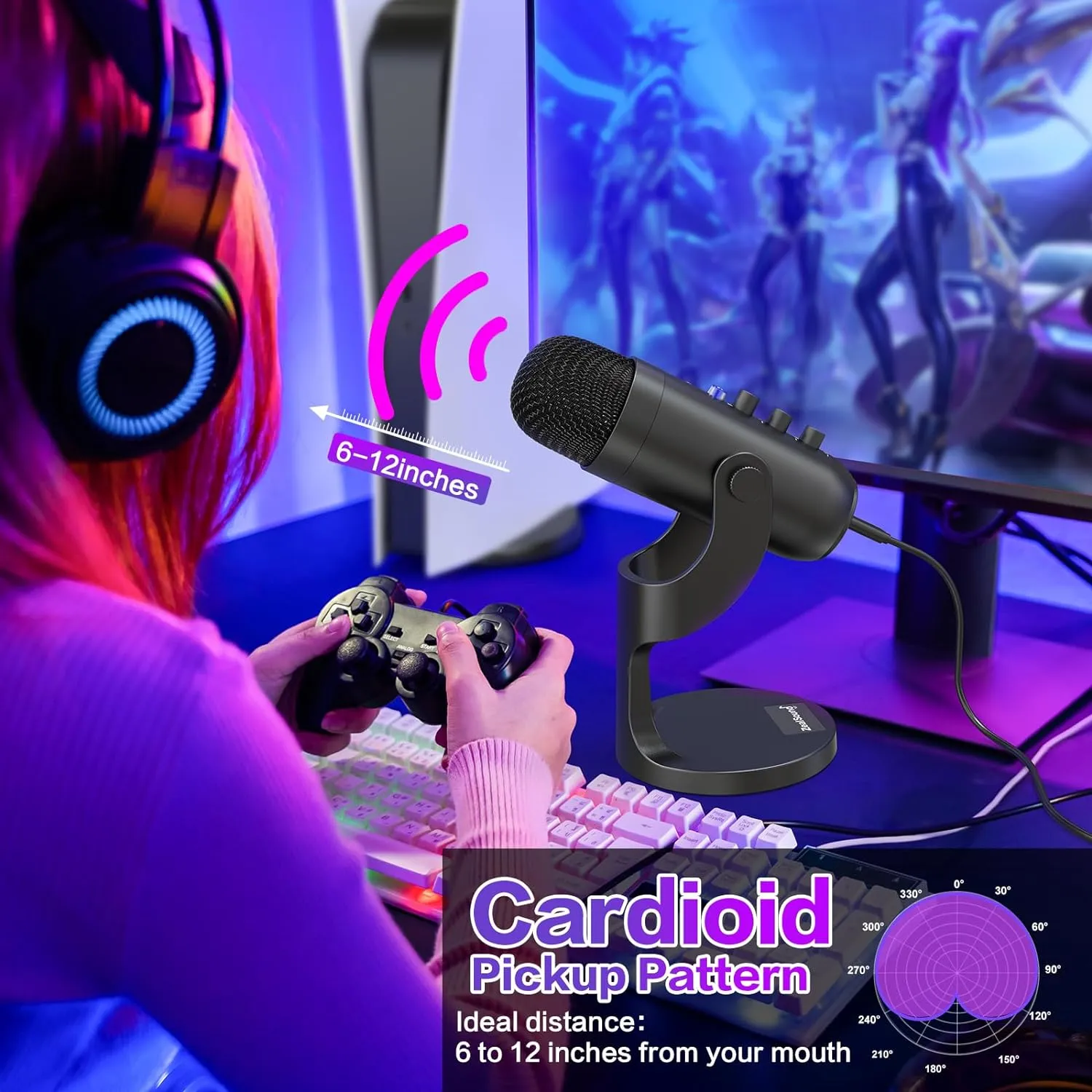 Usb Plug And Play Gaming Condenser Microphones Mc-Pw8