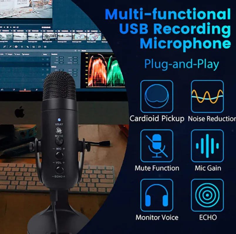 Usb Plug And Play Gaming Condenser Microphones Mc-Pw8