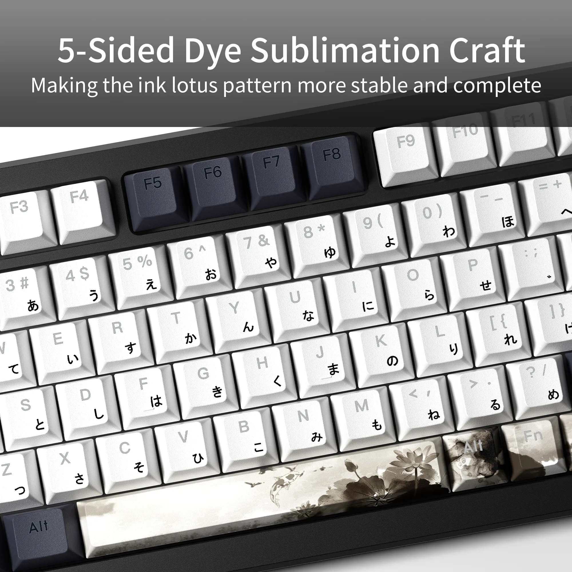 XVX  Lotus Cherry Profile Shine Through Double shot  5-sided Dye-Sub PBT Keycap Set (133-Key)