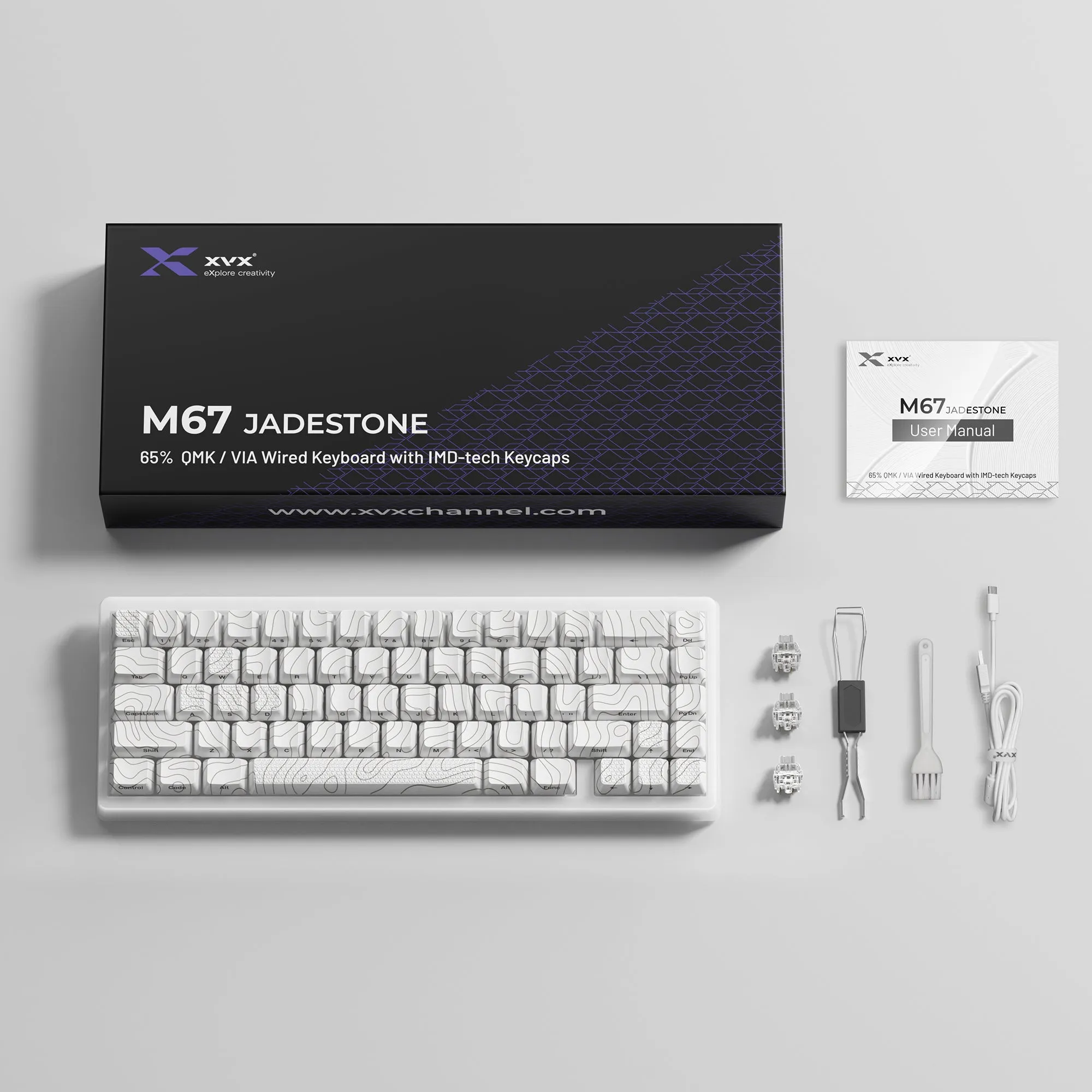 XVX M67 JadeStone Mechanical Keyboard With IMD-Tech Keycaps (Stellar White)