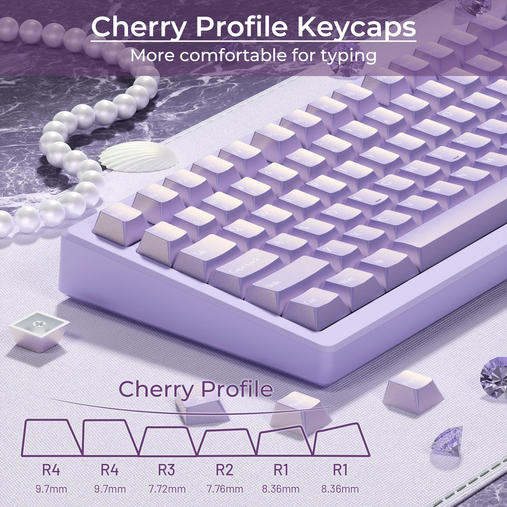 XVX  Pearlescent Magic Cherry Profile  5-sided Dye-Sub PBT Keycap Set (97-Key)