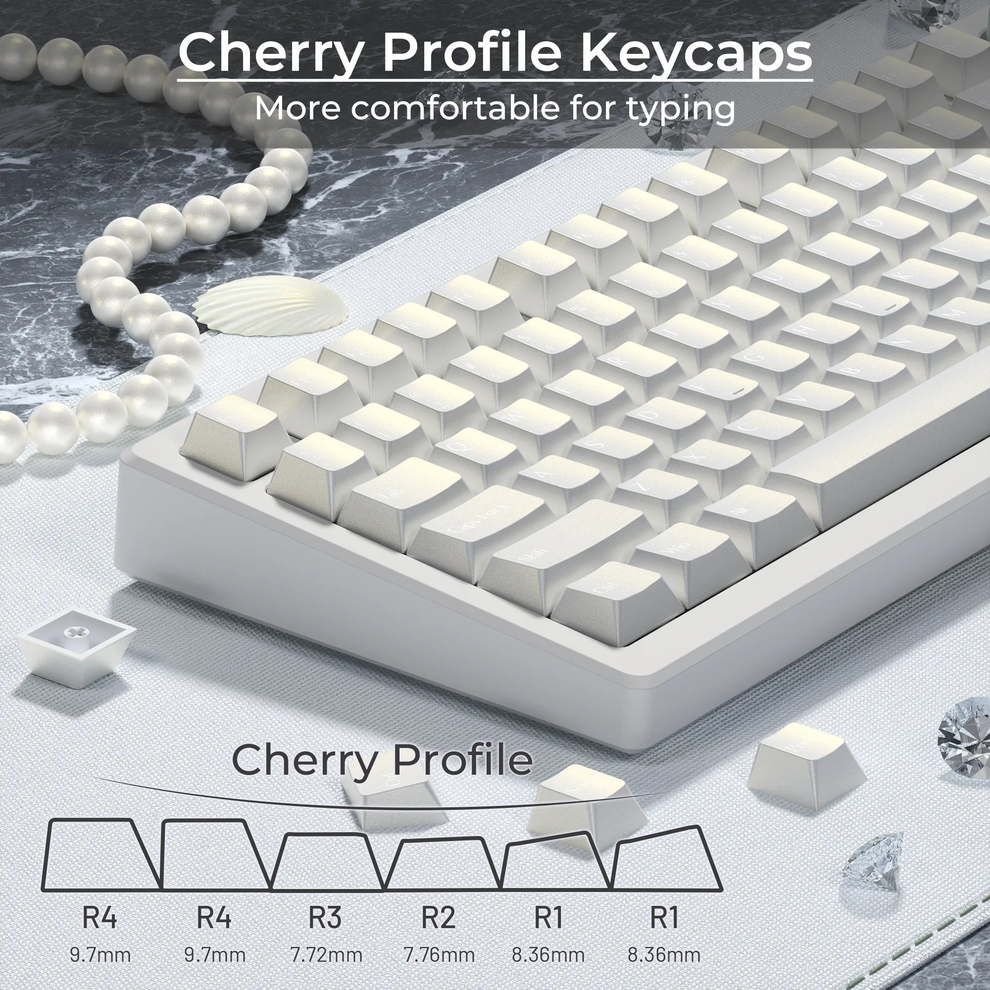 XVX  Pearlescent Magic Cherry Profile  5-sided Dye-Sub PBT Keycap Set (97-Key)
